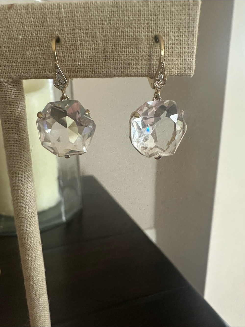 Stella & Dot Clear Crystal Drop Dangle Earrings